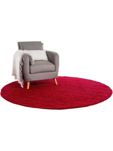Shaggy rug Swirls Dark Red ø 200 cm round