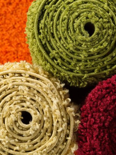Shaggy rug Swirls Dark Red ø 200 cm round