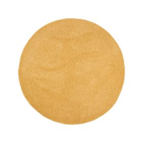 Shaggy rug Swirls Yellow ø 200 cm round