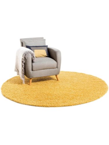 Shaggy rug Swirls Yellow ø 200 cm round