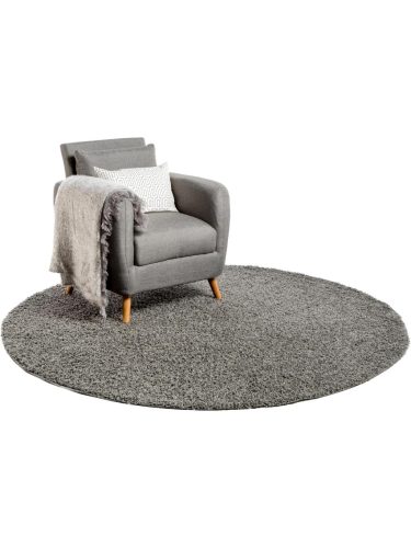 Shaggy rug Swirls Dark Grey ø 200 cm round
