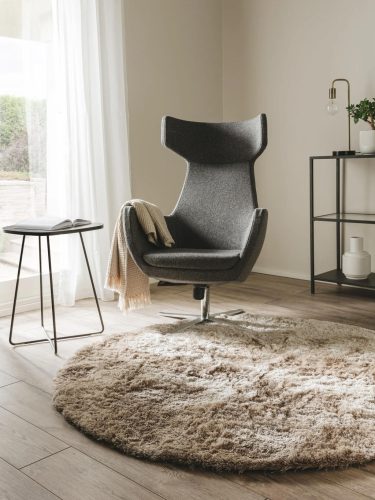 Shaggy rug Whisper Light Brown ø 200 cm round