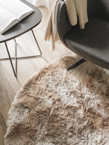 Shaggy rug Whisper Light Brown ø 200 cm round