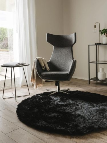 Shaggy rug Whisper Black ø 80 cm round