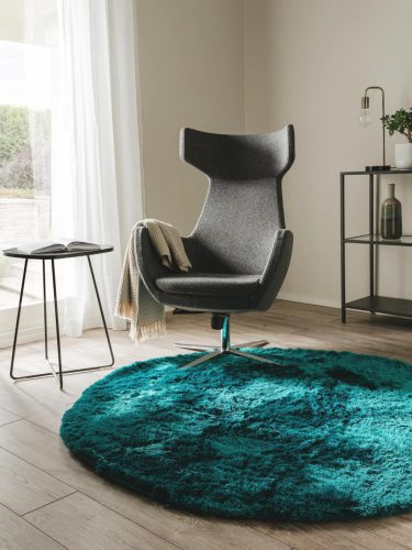 Shaggy rug Whisper Turquoise ø 80 cm round