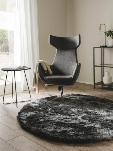 Shaggy rug Whisper Charcoal ø 160 cm round