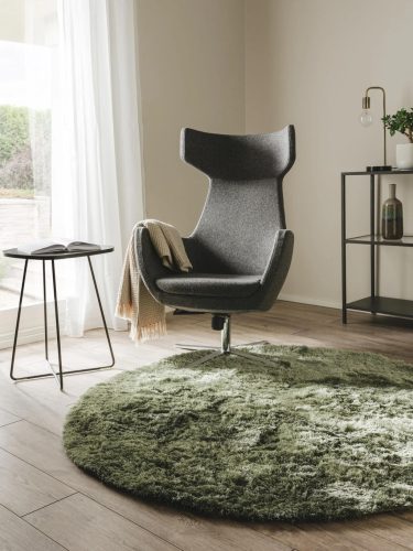 Shaggy rug Whisper Green ø 160 cm round