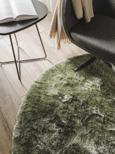 Shaggy rug Whisper Green ø 160 cm round