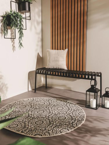 In- & Outdoor Round Rug Cleo White/Black ø 120 cm round