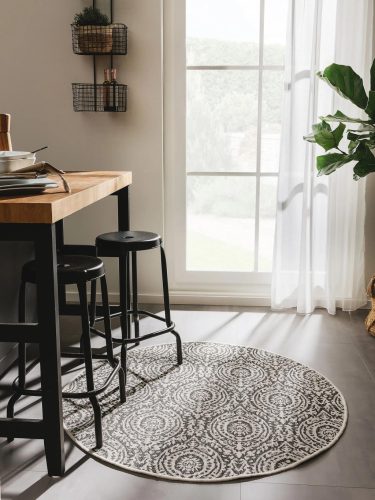 In- & Outdoor Round Rug Cleo White/Black ø 120 cm round