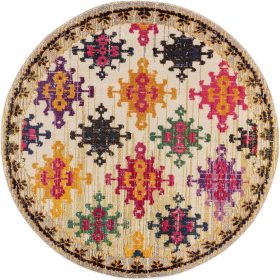 Rug Casa Multicolour/Beige ø 120 cm round