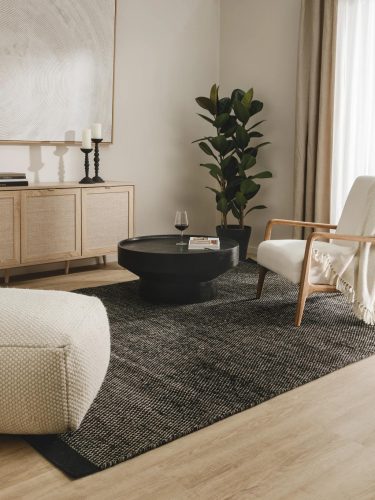 Wool Rug Rocco Black/White 250x350 cm