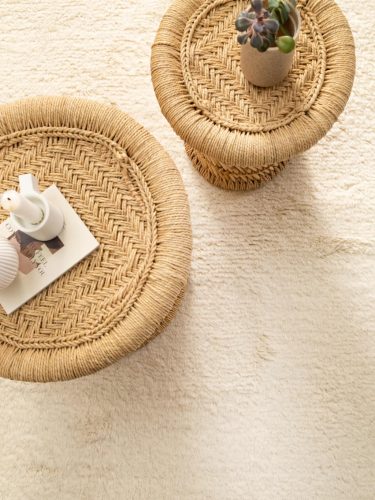 Wool Rug Berber Cream 120x170 cm