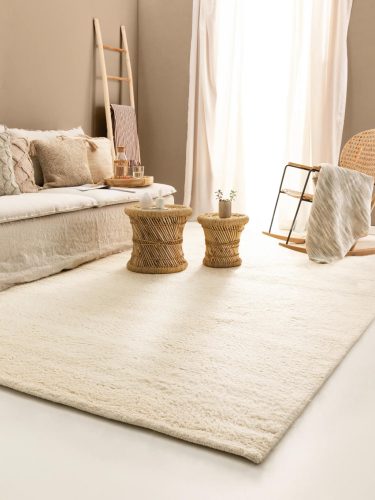 Wool Rug Berber Cream 200x300 cm