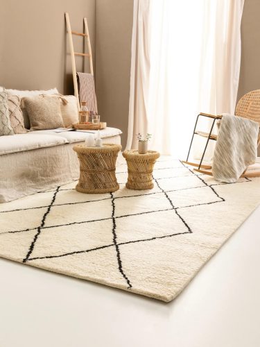 Wool Rug Berber Cream 200x300 cm