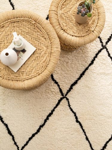 Wool Rug Berber Cream 80x150 cm