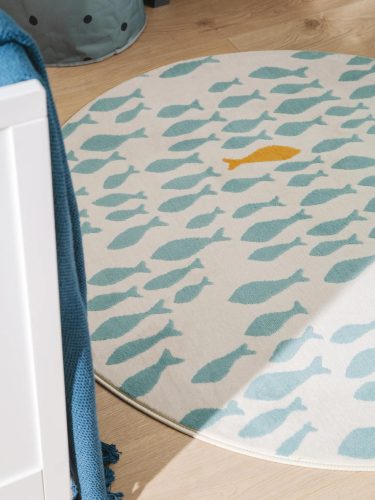 Kids rug Fabius Beige/Blue ø 120 cm round