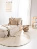 Round Wool Rug Berber Cream ø 100 cm round