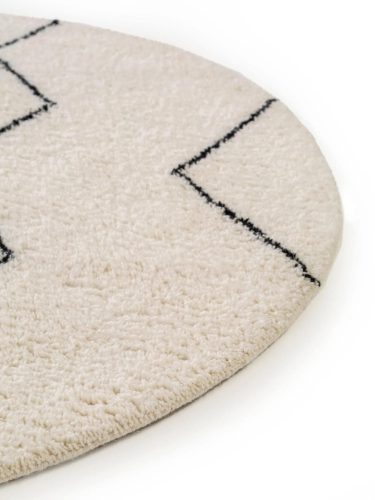 Round Wool Rug Berber Cream ø 100 cm round