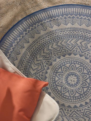In- & Outdoor Rug Metro Blue ø 120 cm round