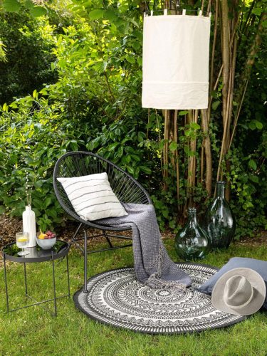 In- & Outdoor Rug Metro Black/White ø 120 cm round