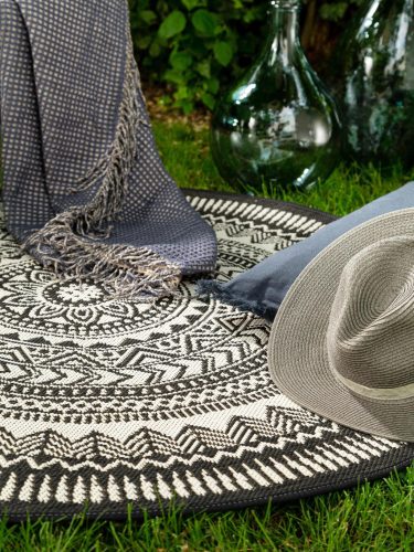 In- & Outdoor Rug Metro Black/White ø 120 cm round