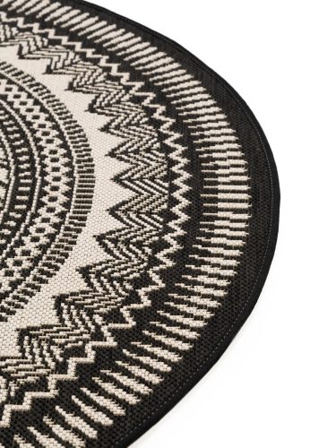In- & Outdoor Rug Metro Black/White ø 120 cm round