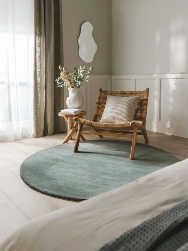 Round Wool Rug Bent Green ø 150 cm round