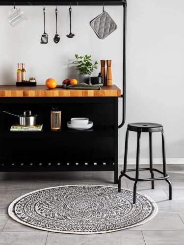In- & Outdoor Round Rug Cleo White/Black ø 150 cm round