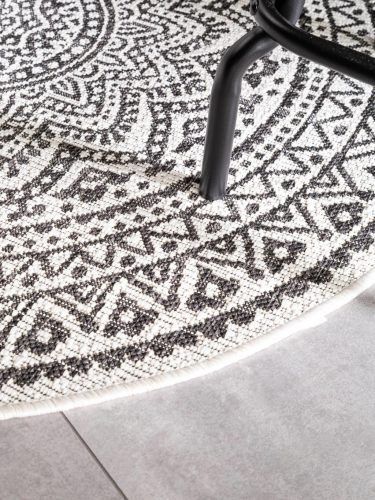 In- & Outdoor Round Rug Cleo White/Black ø 150 cm round