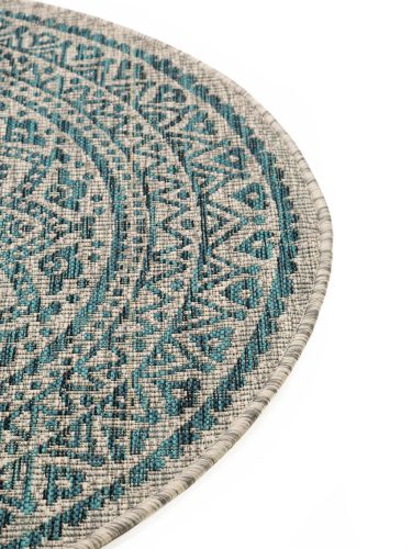 In- & Outdoor Round Rug Cleo Beige/Blue ø 120 cm round