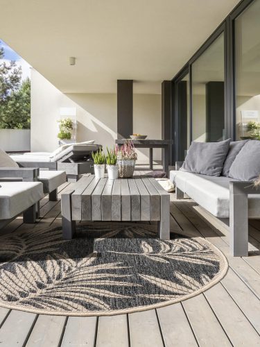 In- & Outdoor Round Rug River Blue ø 130 cm round