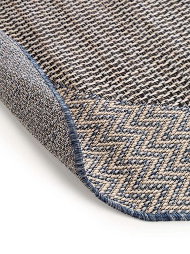 In- & Outdoor Round Rug River Beige/Blue ø 130 cm round