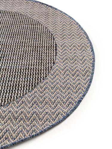 In- & Outdoor Round Rug River Beige/Blue ø 130 cm round