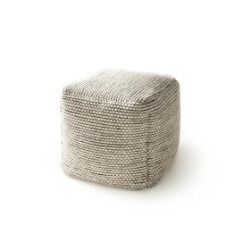 Handmade Wool Pouf Rocco Beige/Black 45x45x45 cm