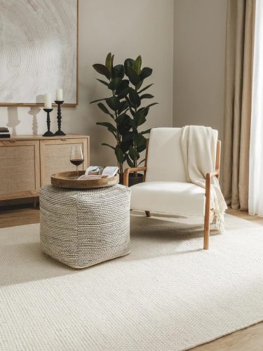 Handmade Wool Pouf Rocco Beige/Black 45x45x45 cm