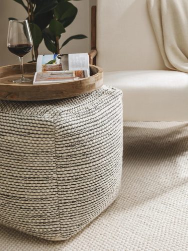 Handmade Wool Pouf Rocco Beige/Black 45x45x45 cm