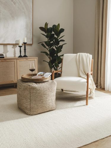 Handmade Wool Pouf Rocco Taupe 45x45x45 cm