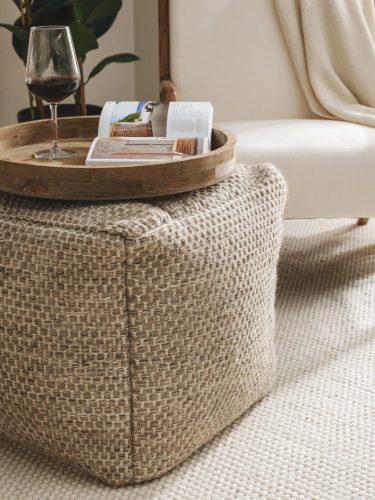 Handmade Wool Pouf Rocco Taupe 45x45x45 cm