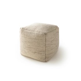 Handmade Wool Pouf Rocco Cream 45x45x45 cm