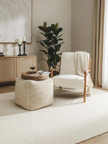 Handmade Wool Pouf Rocco Cream 45x45x45 cm