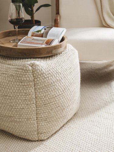 Handmade Wool Pouf Rocco Cream 45x45x45 cm