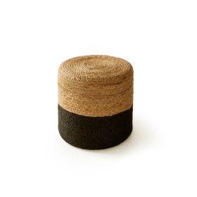 Handmade Jute Pouf Jutta Light Brown/Black 40x40x40 cm