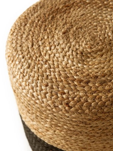 Handmade Jute Pouf Jutta Light Brown/Black 40x40x40 cm