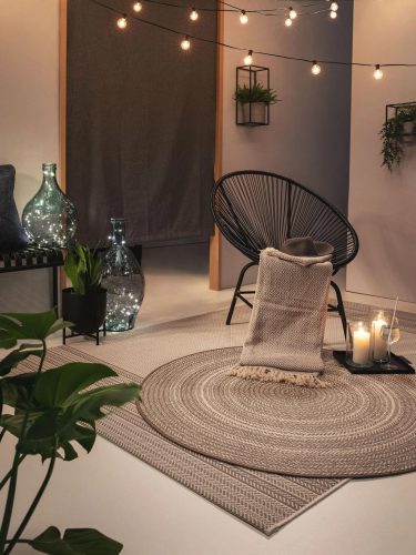 In- & Outdoor Round Rug Metro Cream/Taupe ø 120 cm round