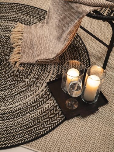 In- & Outdoor Round Rug Metro Black/White ø 120 cm round