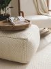 Handmade Wool Pouf Rocco White 55x55x30 cm