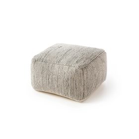 Handmade Wool Pouf Rocco Beige/Black 55x55x30 cm