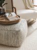 Handmade Wool Pouf Rocco Beige/Black 55x55x30 cm