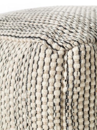 Handmade Wool Pouf Rocco Beige/Black 55x55x30 cm